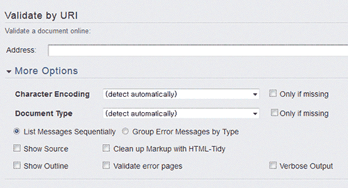 W3C Validator 사이트 화면 일부